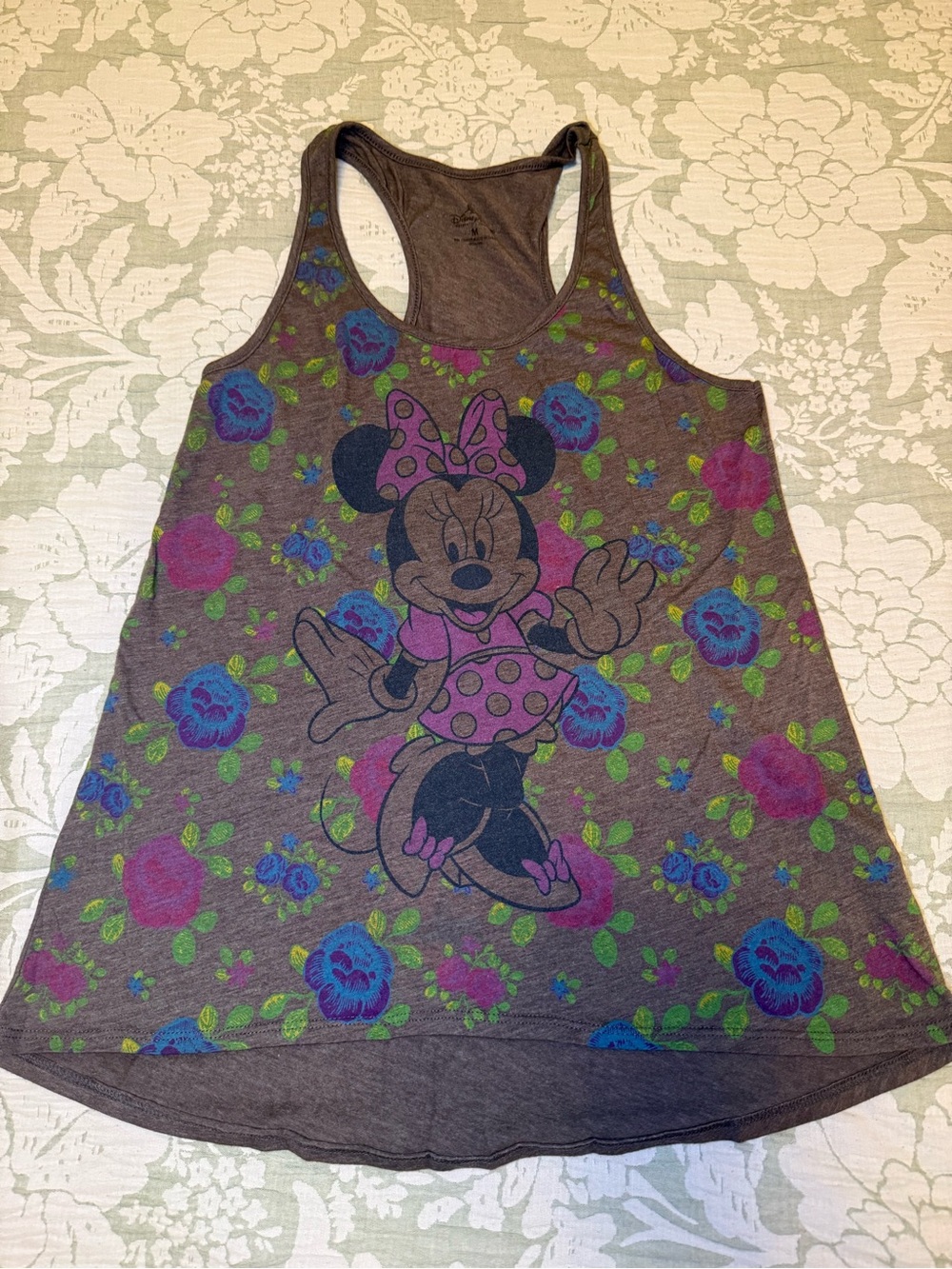 Minnie Mouse Floral Tank with Pink & Blue Accents